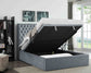 Flat Buttoned Headboard Lift Up Ottoman Bed
