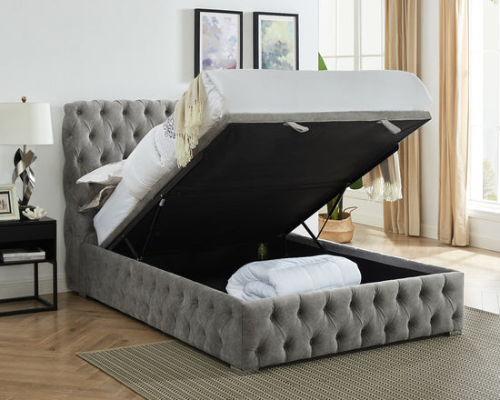All Buttoned Lift Up Ottoman Bed